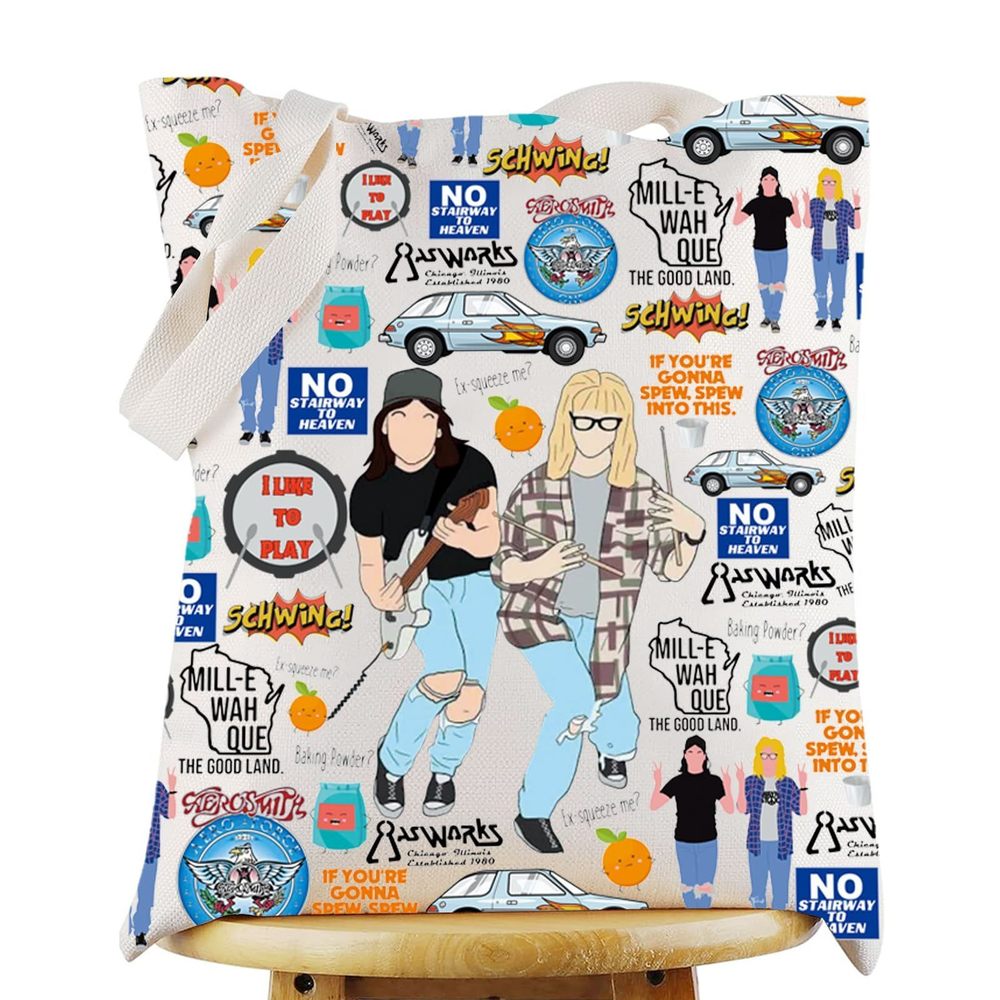 Wayne & Garth Tote Bag Garth Algar Fans Gift If You'Re Gonna Spew Spew Into :O